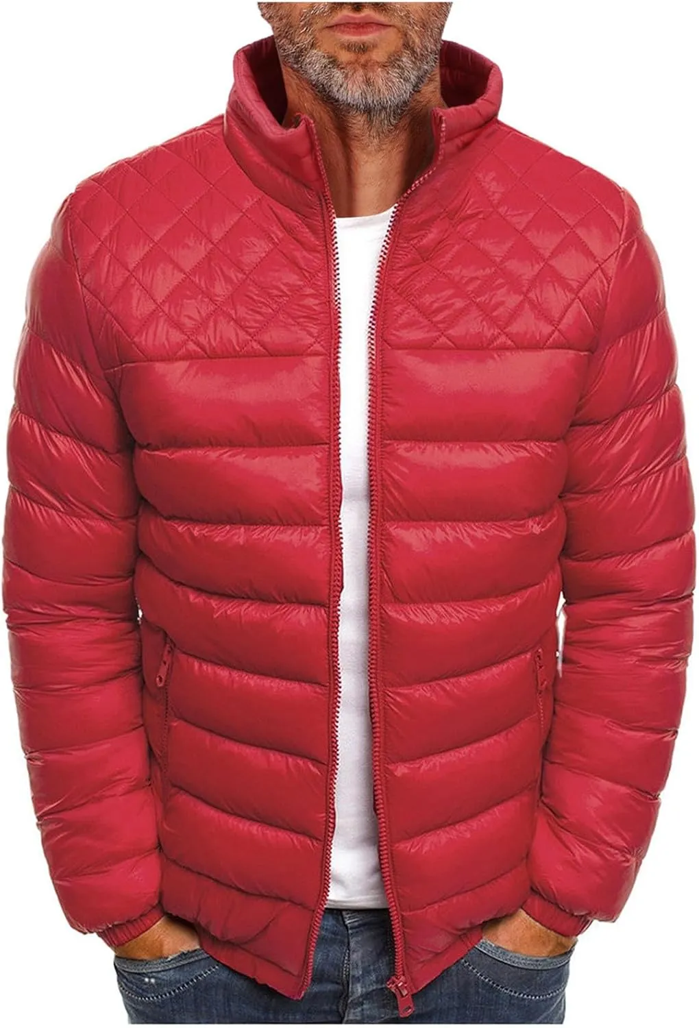 Men's Jacket Winter Puffer Jacket Fleece Warm Lightweight Coat Outerwear Cold Weather Jackets, M-3XL