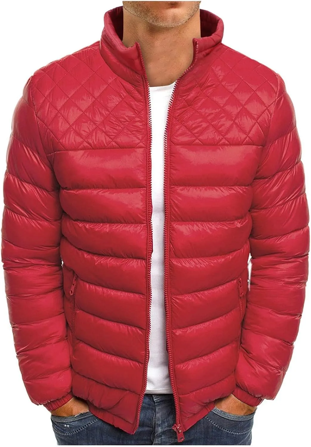 Men's Jacket Winter Puffer Jacket Fleece Warm Lightweight Coat Outerwear Cold Weather Jackets, M-3XL