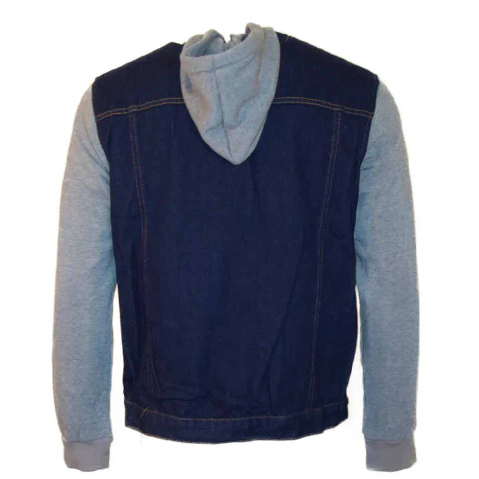 Men's Jean Jacket Hoodie Denim Cotton Long Sleeve Hybrid Hooded Trucker Jacket