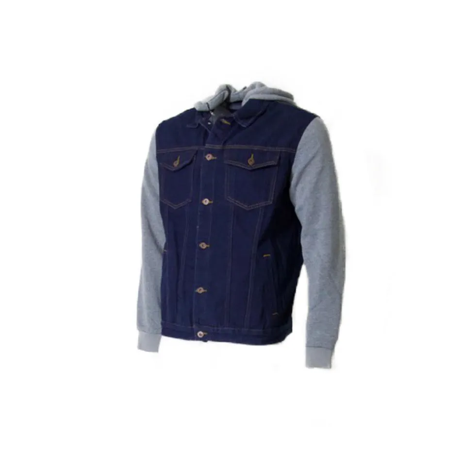 Men's Jean Jacket Hoodie Denim Cotton Long Sleeve Hybrid Hooded Trucker Jacket