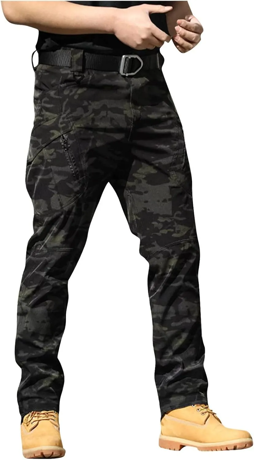 Mens Khaki Pants Slim Fit Ripstop Stretch Fashion Pants Big and Tall Tapered Fit Trousers Outdoor Pants with Pockets