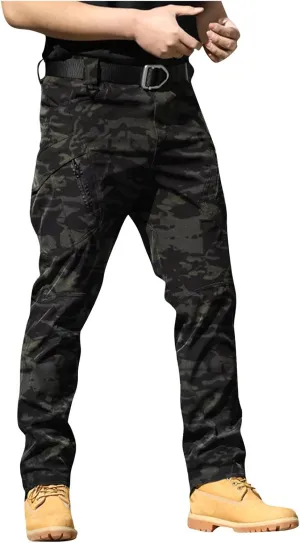 Mens Khaki Pants Slim Fit Ripstop Stretch Fashion Pants Big and Tall Tapered Fit Trousers Outdoor Pants with Pockets