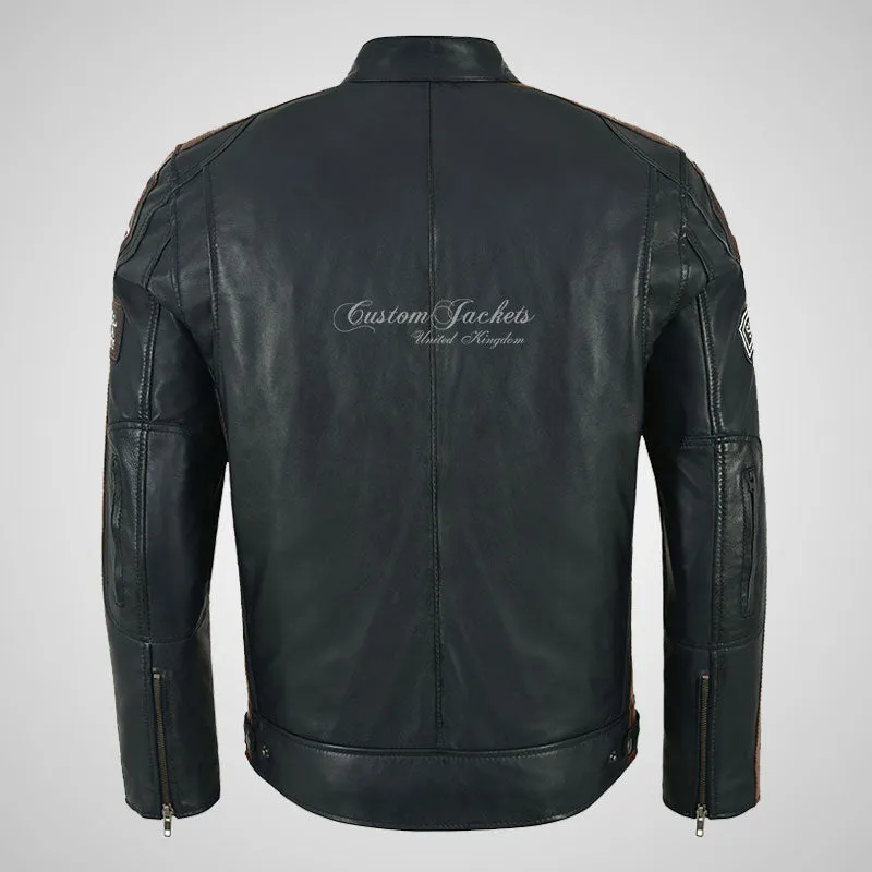 Mens Leather Biker Jacket SIZMA Motorcycle Leather Jacket