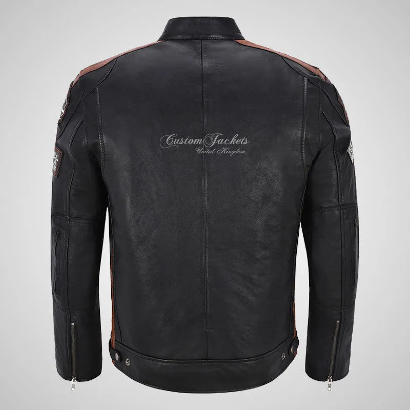 Mens Leather Biker Jacket SIZMA Motorcycle Leather Jacket
