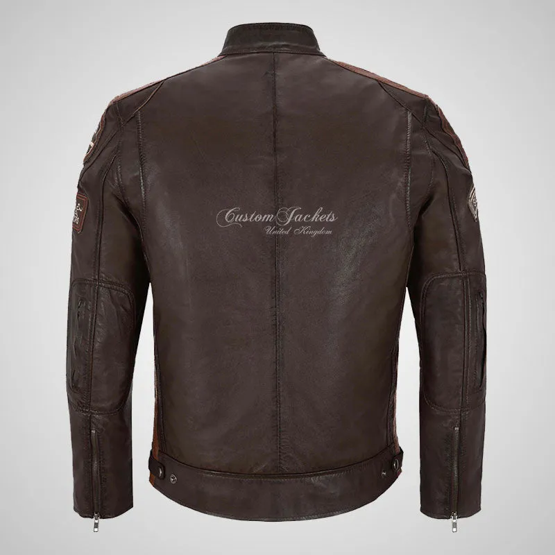 Mens Leather Biker Jacket SIZMA Motorcycle Leather Jacket