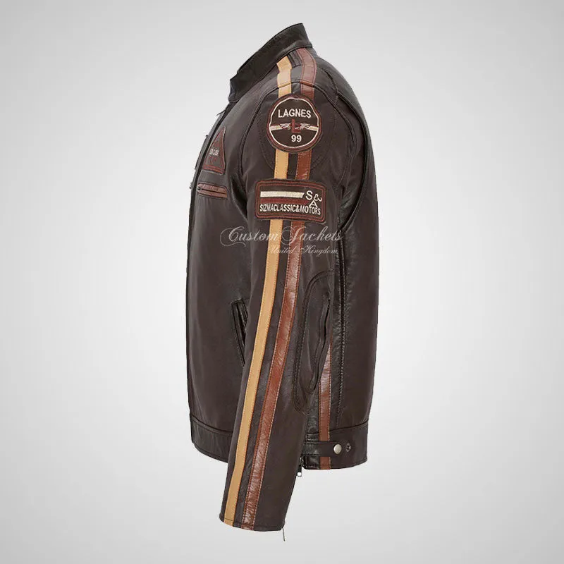 Mens Leather Biker Jacket SIZMA Motorcycle Leather Jacket