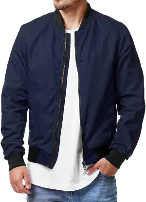 Men's Lightweight Bomber Jacket Windbreaker Softshell Varsity Jacket Coat