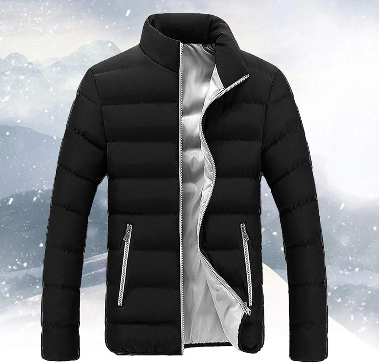 Mens Lightweight Puffer Jacket Packable Winter Warm Down Coat Quilted Insulated Puffy Jackets Outerwear with Pockets