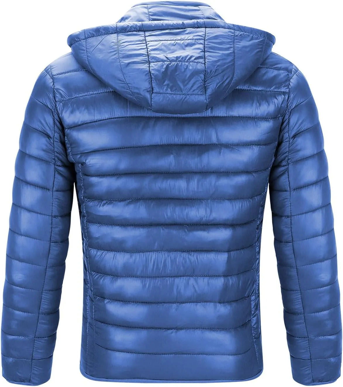 Men's Lightweight Puffer Jacket Plus Size Full Zip Warm Puffy Jackets Hooded Outerwear Winter Insulated Down Coat
