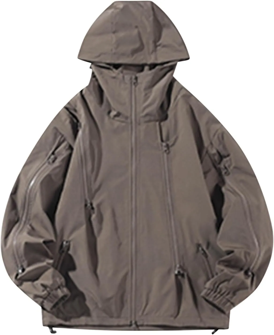 Men's Lightweight Softshell Jacket Outdoor Loose Windproof Hooded Jackets Outerwear for Men Hiking Cycling Travel