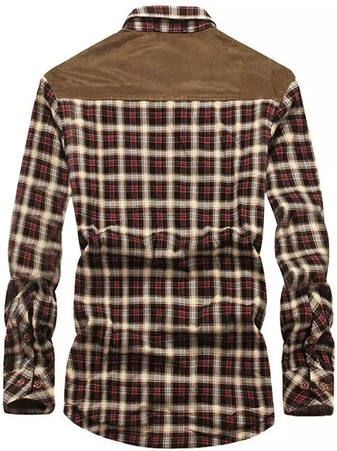 Mens Long Sleeve Berber Fleece Lined Button Down Camp Flannel Shirts Brushed Cotton Thermal Sherpa Plaid Jackets