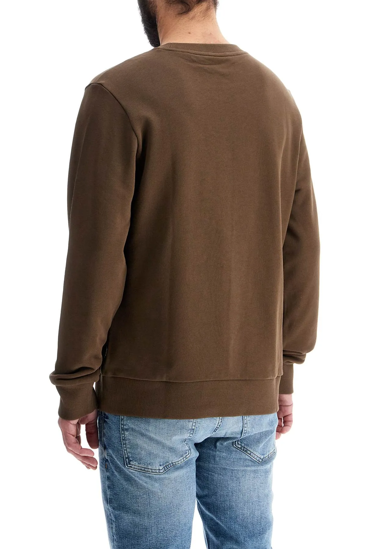 men's long sleeve crew neck cotton sweatshirt in green 50523918 OPEN GREEN