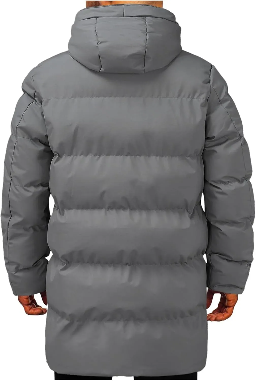 Men's Long Winter Coats Heavy Puffer Jacket with Hood Long Parka Thicken Puffy Quilted Padded Jackets Outerwear