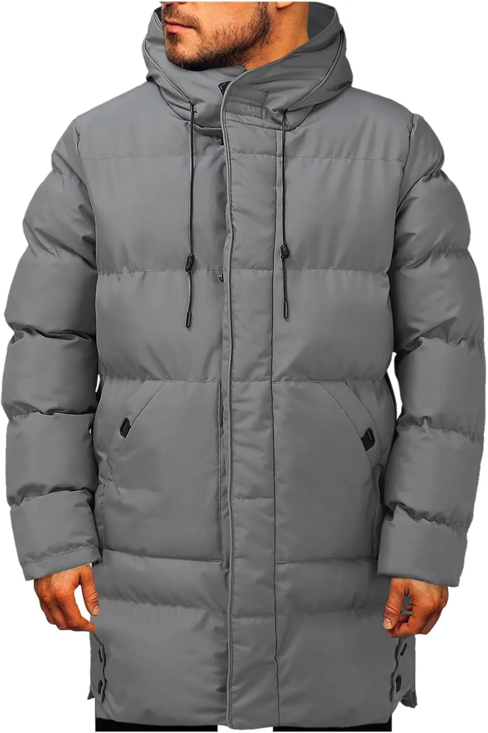 Men's Long Winter Coats Heavy Puffer Jacket with Hood Long Parka Thicken Puffy Quilted Padded Jackets Outerwear