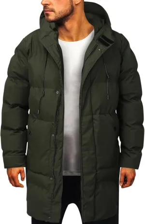 Men's Long Winter Coats Heavy Puffer Jacket with Hood Long Parka Thicken Puffy Quilted Padded Jackets Outerwear