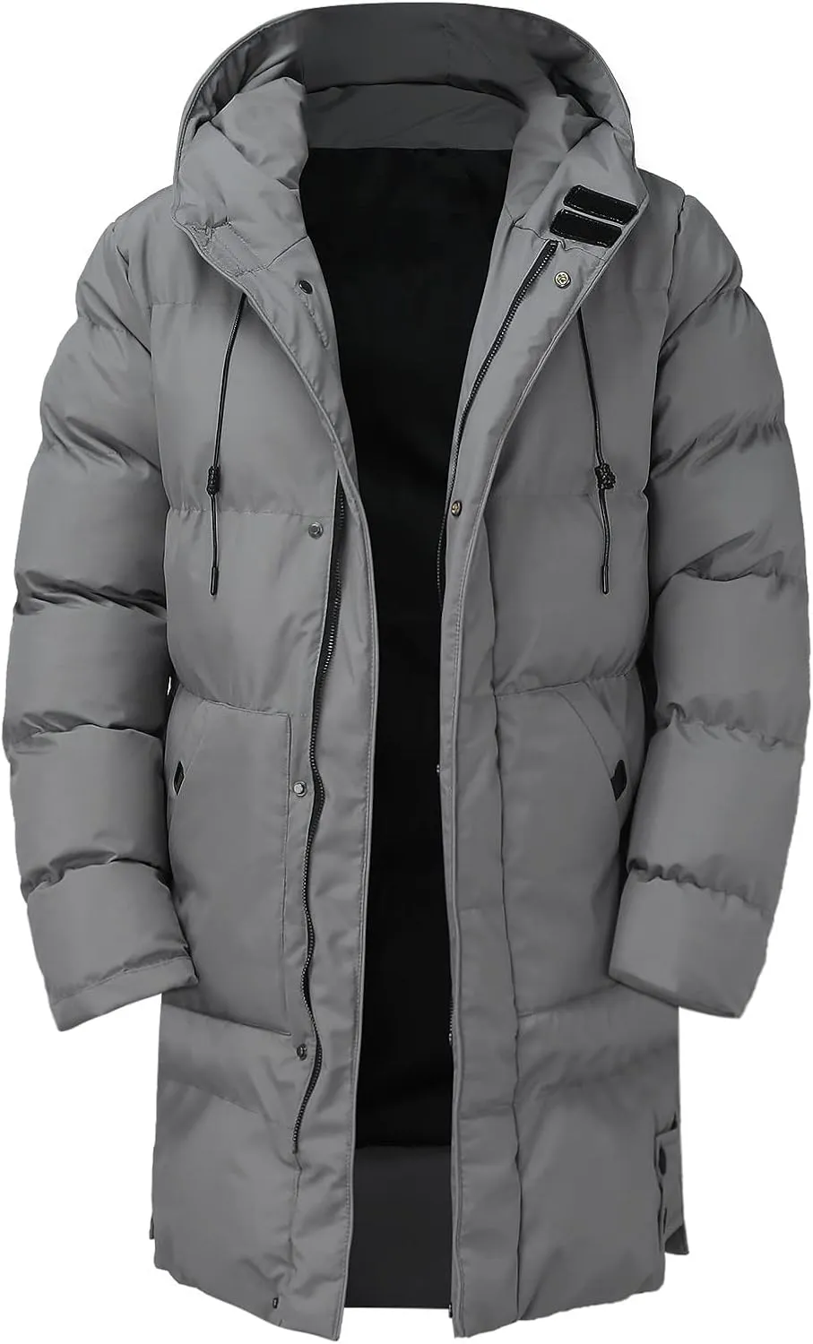 Men's Long Winter Coats Heavy Puffer Jacket with Hood Long Parka Thicken Puffy Quilted Padded Jackets Outerwear