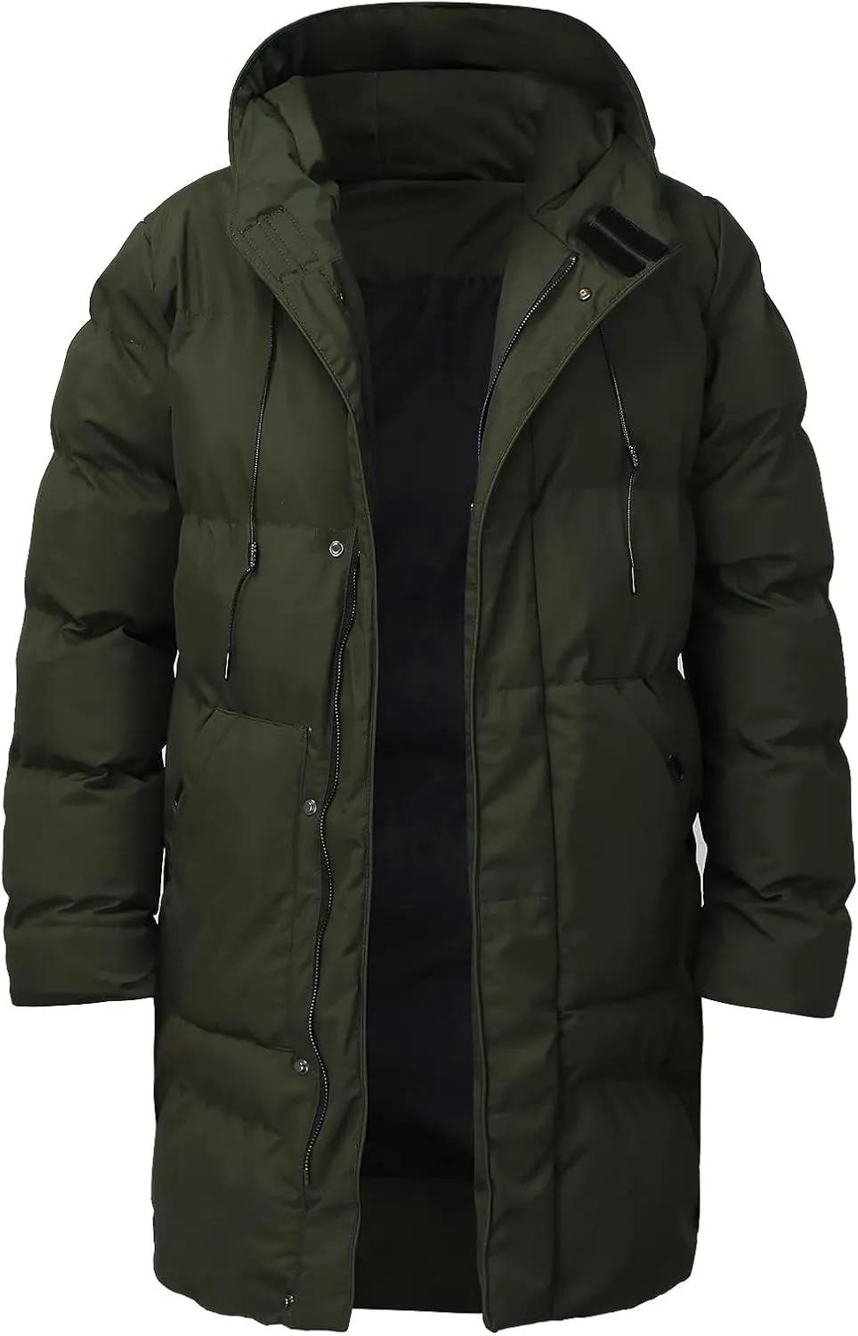 Men's Long Winter Coats Heavy Puffer Jacket with Hood Long Parka Thicken Puffy Quilted Padded Jackets Outerwear