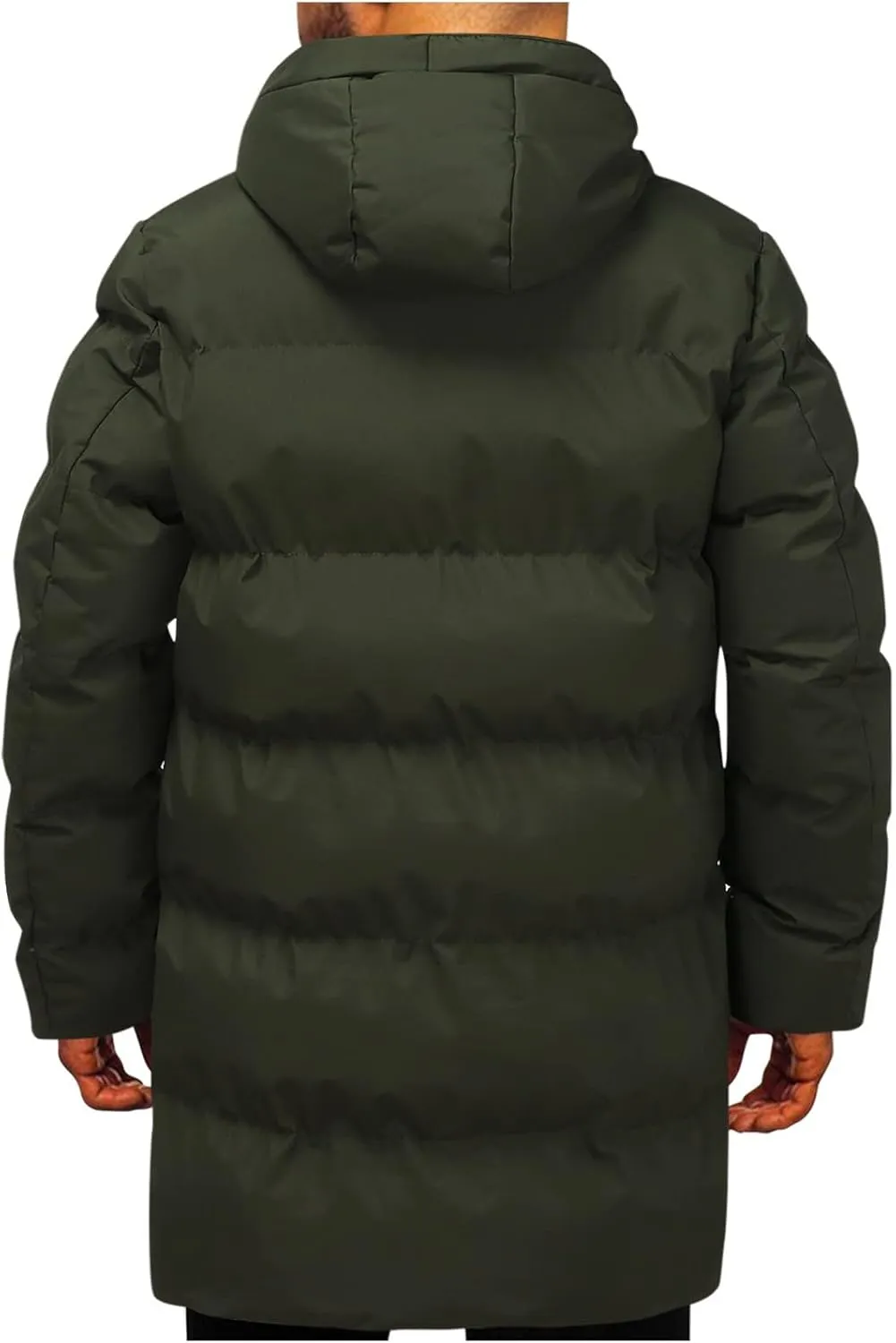 Men's Long Winter Coats Heavy Puffer Jacket with Hood Long Parka Thicken Puffy Quilted Padded Jackets Outerwear