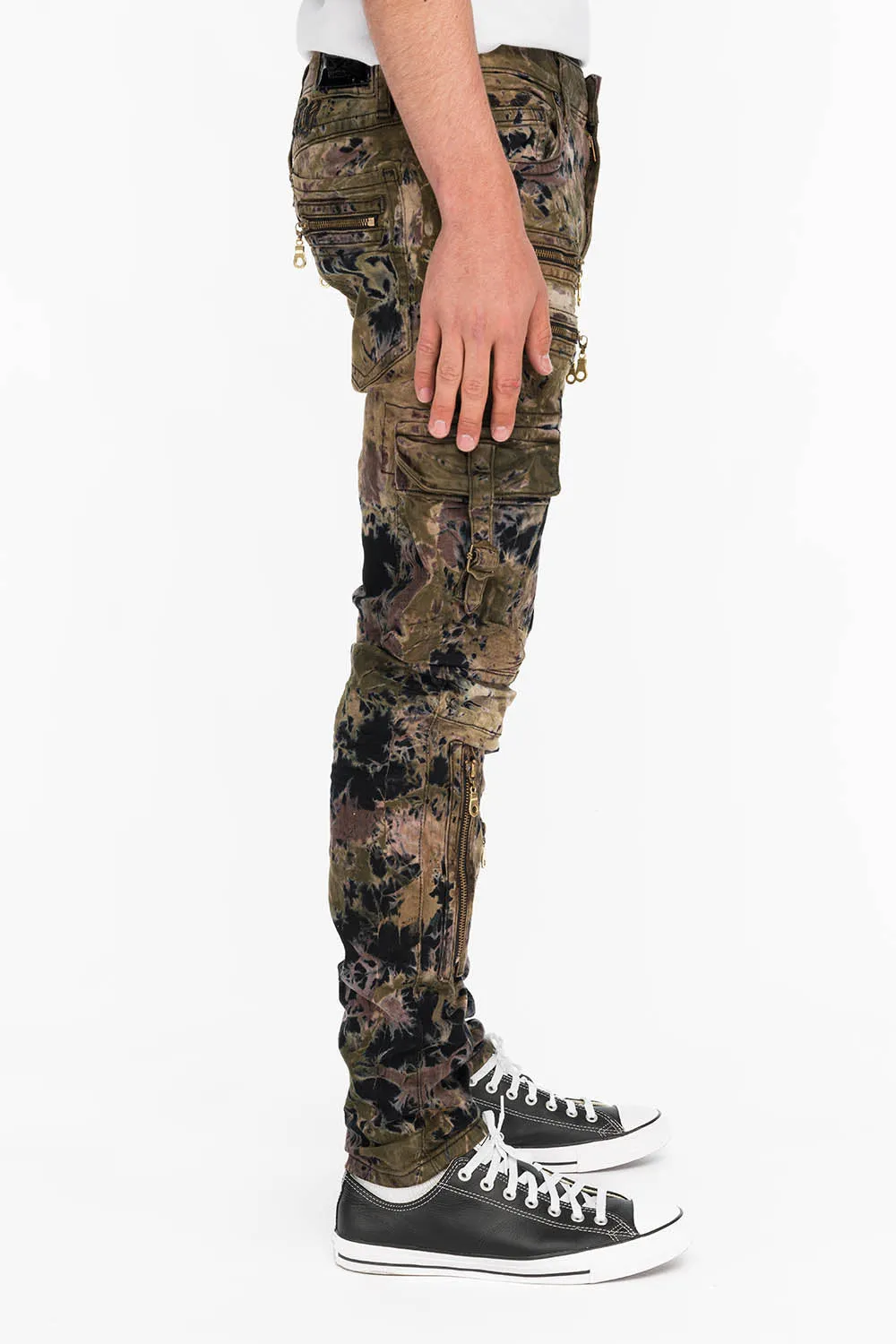 MEN'S MILITARY STYLE CARGO JEANS IN BRAZILIAN TIE DYE
