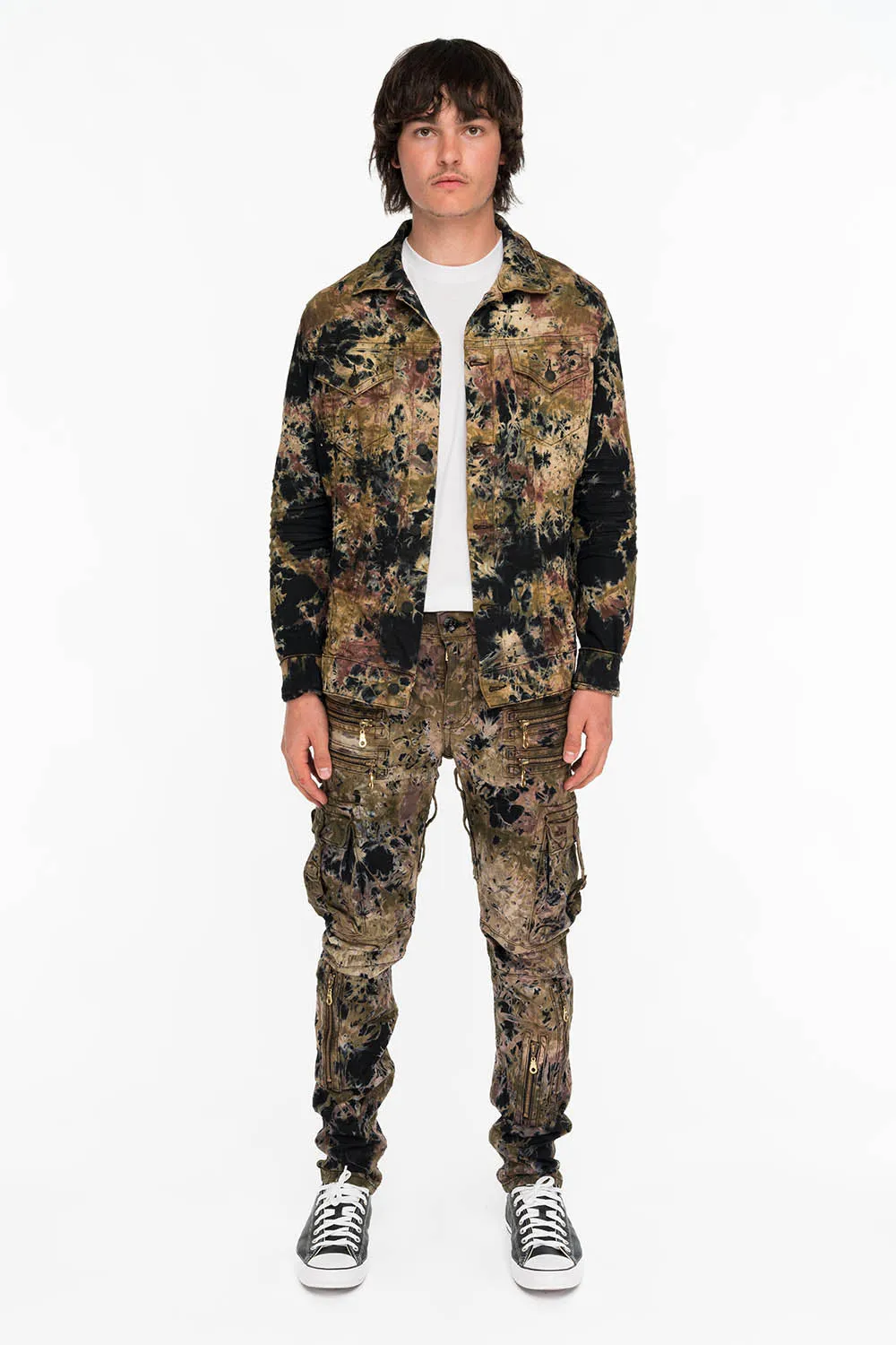 MEN'S MILITARY STYLE CARGO JEANS IN BRAZILIAN TIE DYE