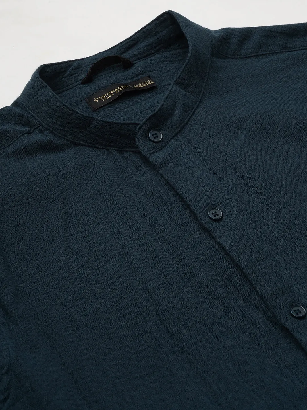 Men's Navy Cotton Loose Fit Shirt