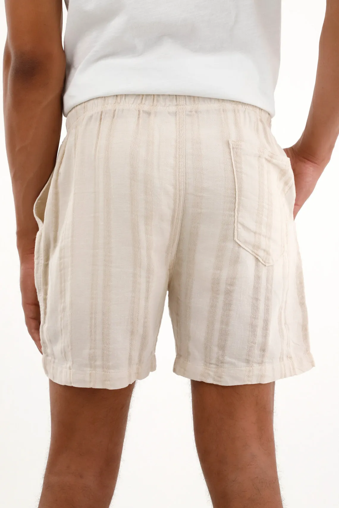 Men's off-white striped design shorts