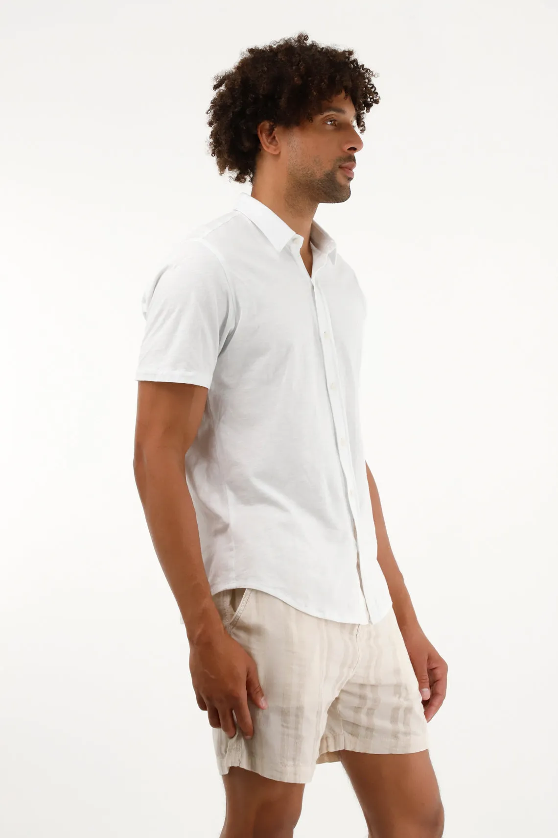 Men's off-white striped design shorts