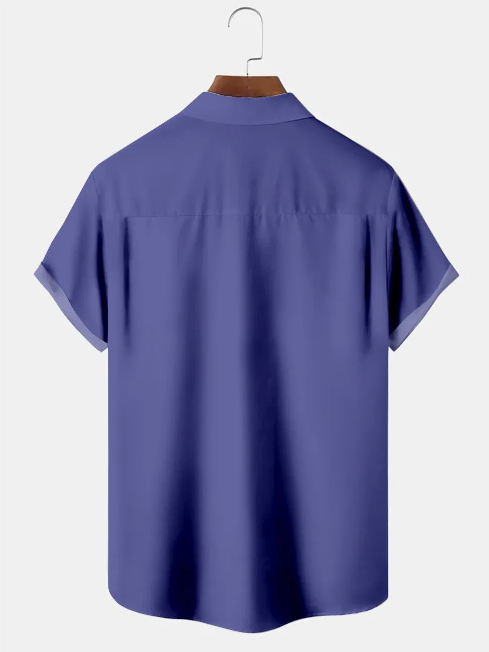 Men's Orange-purple Contrast Bowling Casual Short Sleeve Shirt