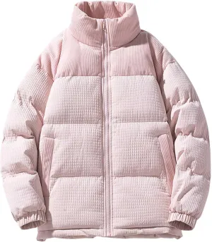 Mens Oversized Puffer Jacket Winter Thicken Warm Puffy Jacket Windproof Quilted Parka Full Zip Stand Collar Down Coat