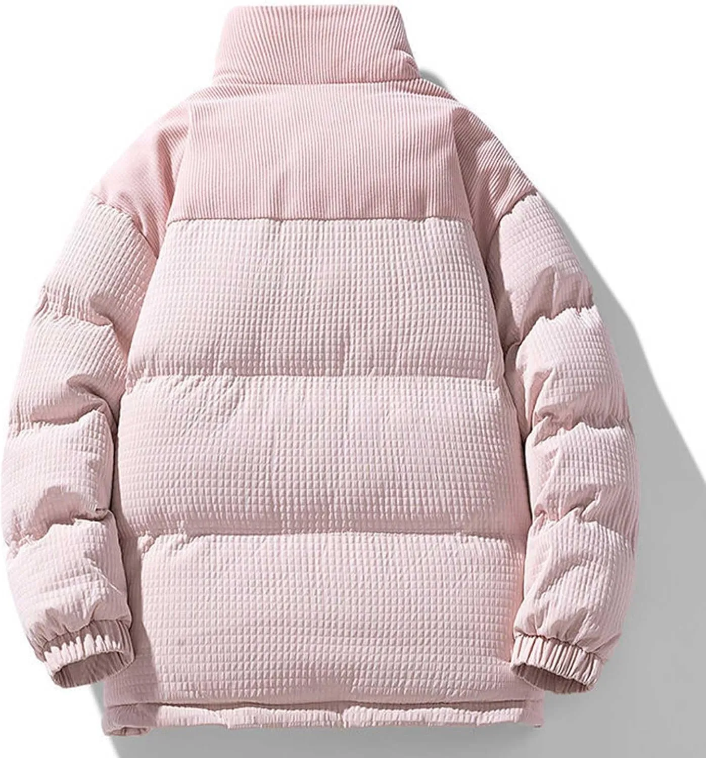 Mens Oversized Puffer Jacket Winter Thicken Warm Puffy Jacket Windproof Quilted Parka Full Zip Stand Collar Down Coat