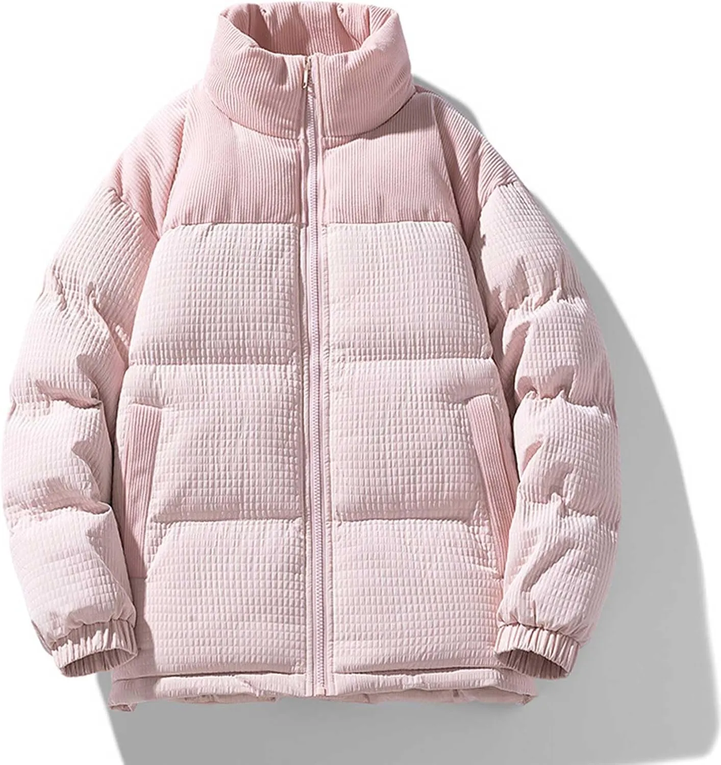 Mens Oversized Puffer Jacket Winter Thicken Warm Puffy Jacket Windproof Quilted Parka Full Zip Stand Collar Down Coat