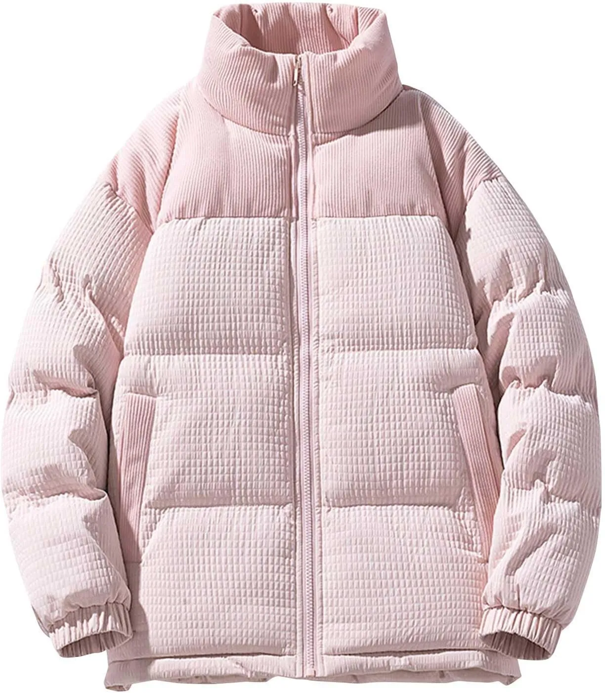 Mens Oversized Puffer Jacket Winter Thicken Warm Puffy Jacket Windproof Quilted Parka Full Zip Stand Collar Down Coat