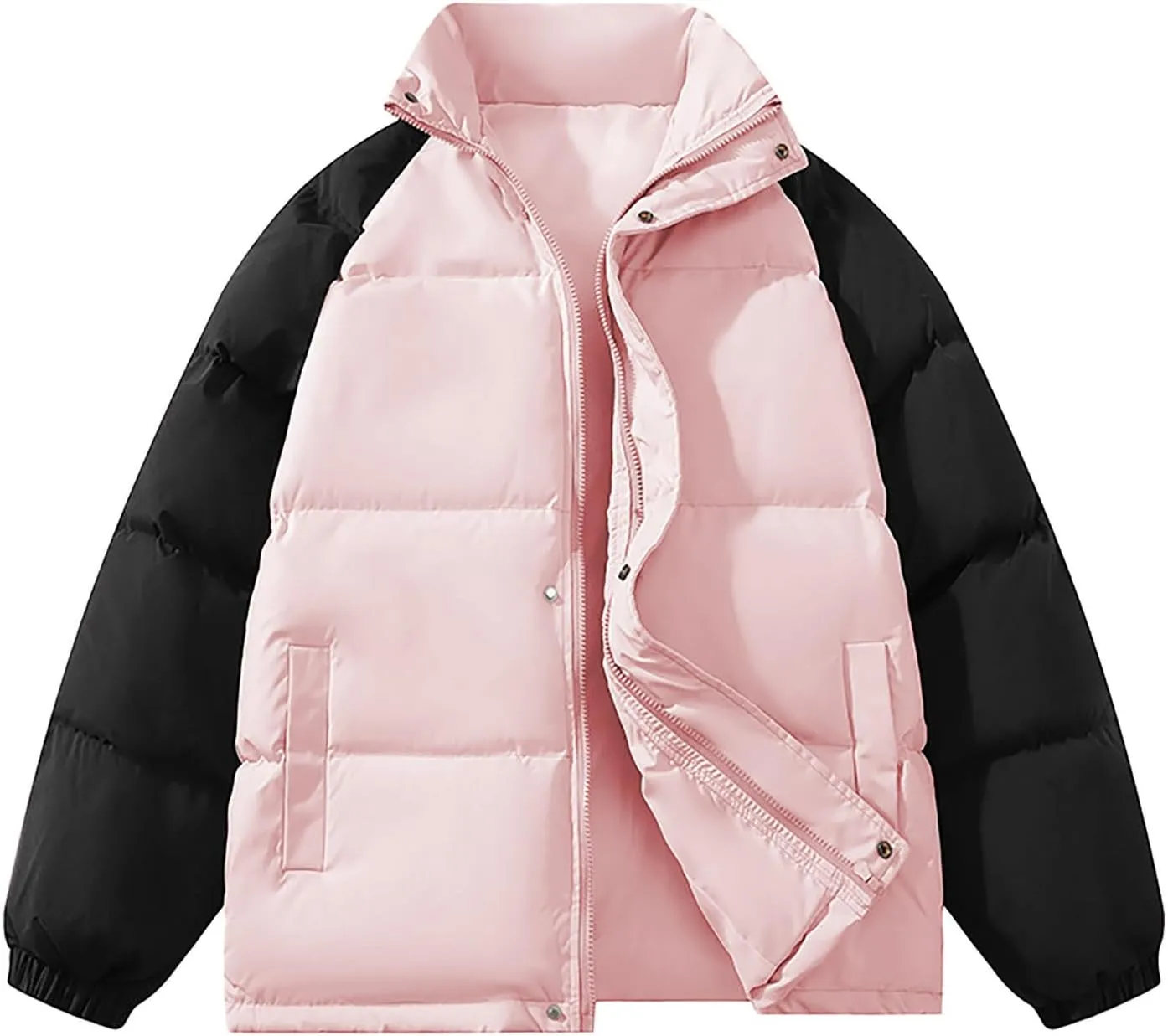 Men's Oversized Puffer Jacket Winter Warm Down Jacket Trendy Color Block Down Jacket Parka Puffy Jacket Outerwear