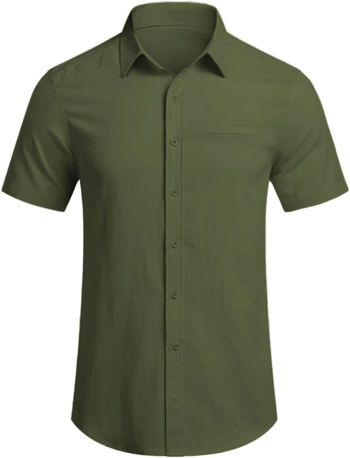 Men's Oxford Shirts Summer Fashion Short Sleeve Button Down Dress Shirt Lightweight Cotton Linen Casual Beach Tops