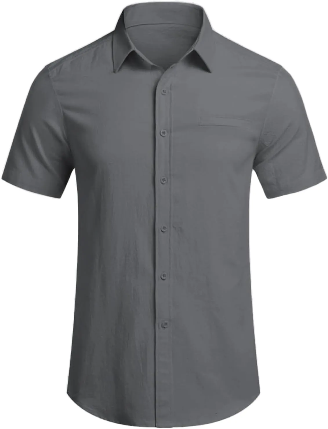 Men's Oxford Shirts Summer Fashion Short Sleeve Button Down Dress Shirt Lightweight Cotton Linen Casual Beach Tops