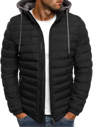 Men's Puffer Down Jackets Winter Lightweight Warm Coat Hoodie Packable Outwear Quilted Insulated Jacket with Pockets