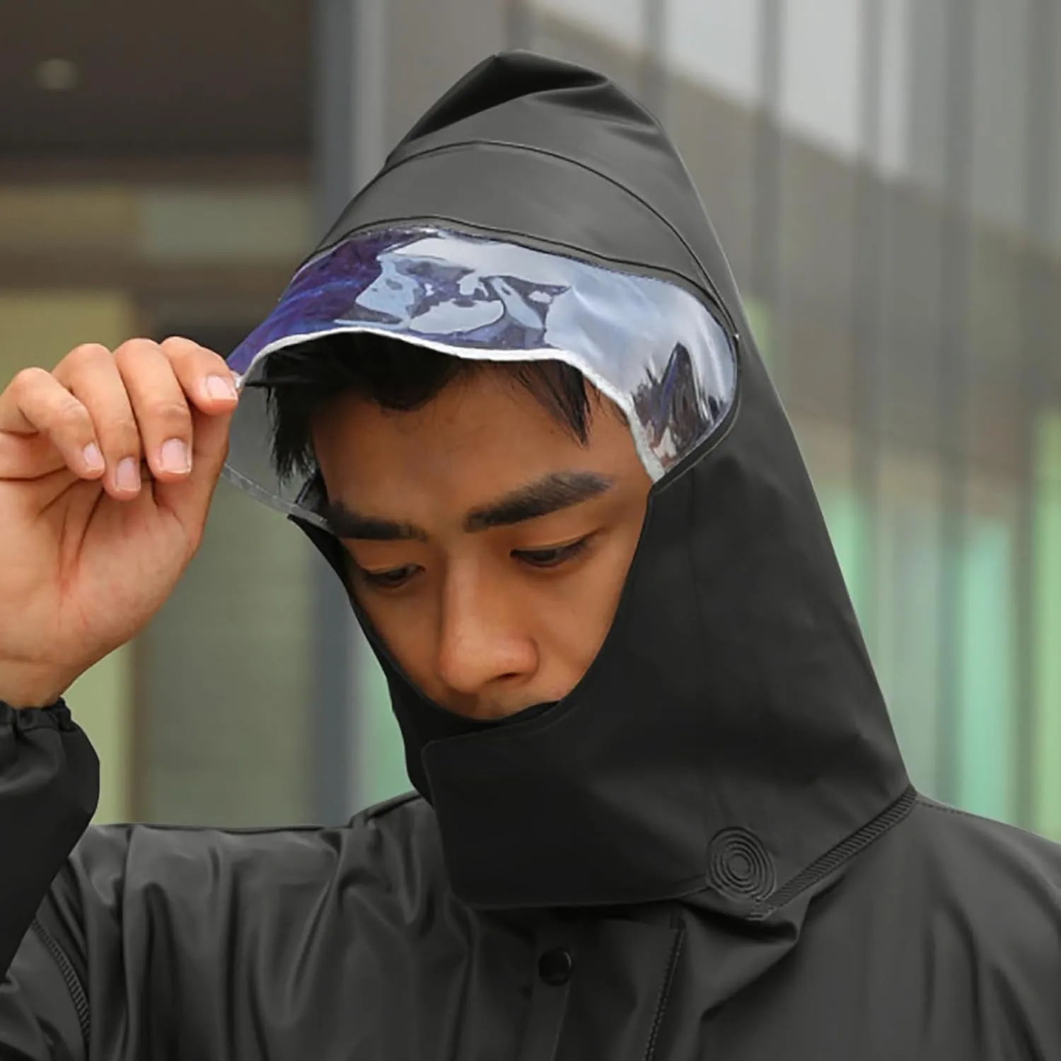 Men's Rain Jacket with Hood Reflective Stripe Water Proof Lightweight Active Long Raincoat Sweater Fleece for Men