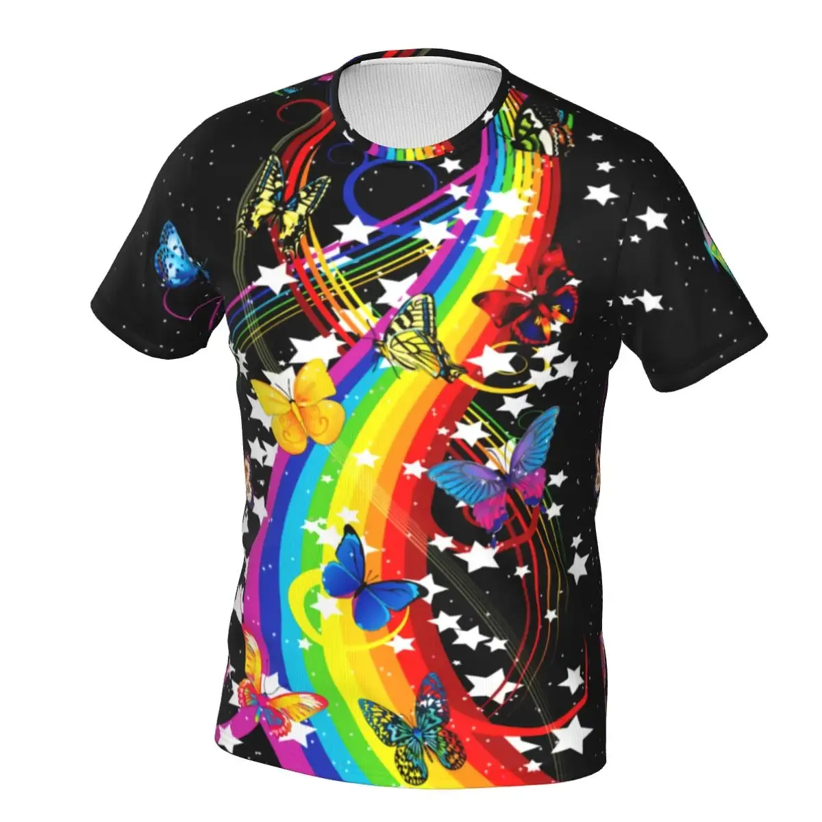 Men's Rainbow Pride Bling/Star/Geometric/Floral/Lighting Print Striped Pop Art Glitter Hip-Hop Short-Sleeved T-Shirt