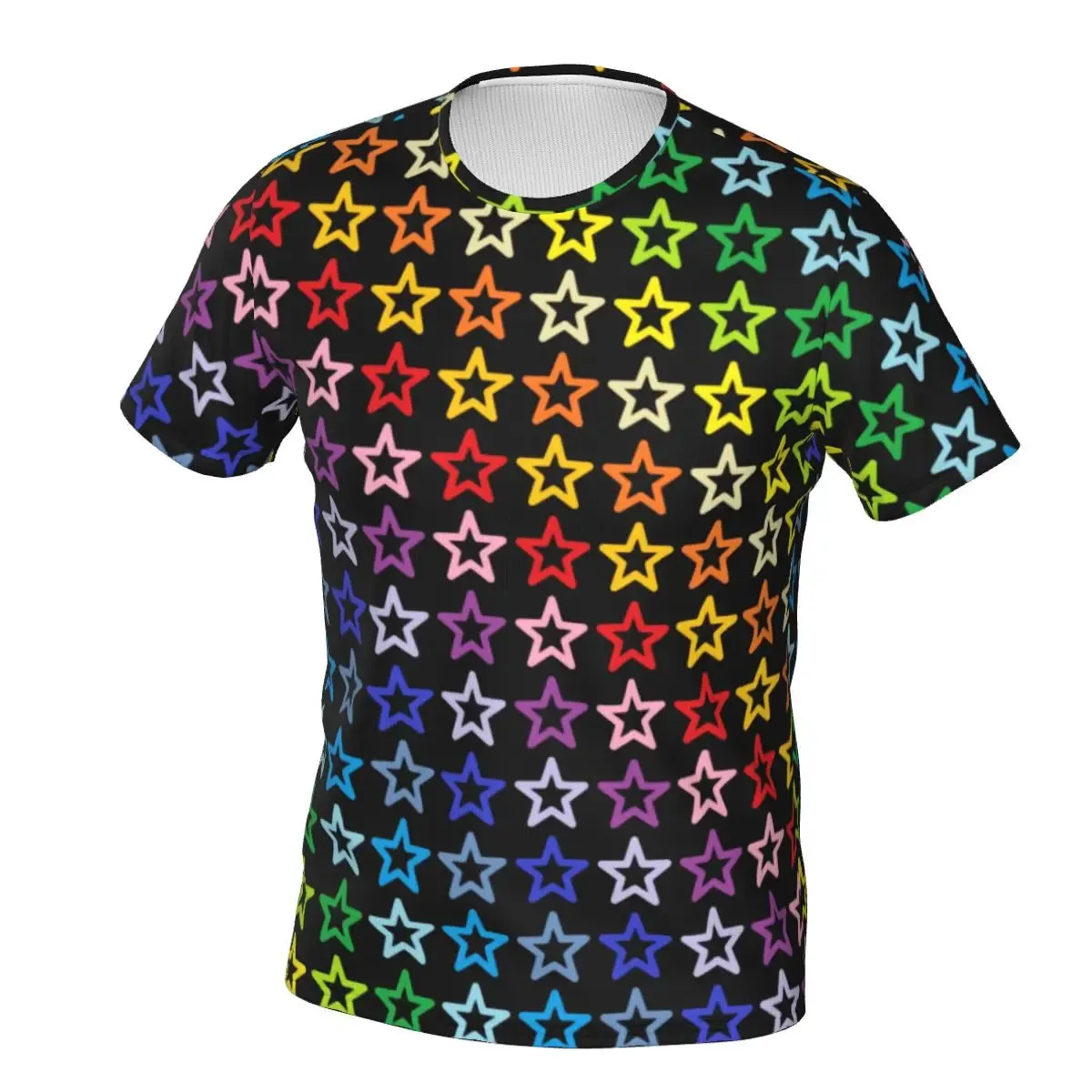 Men's Rainbow Pride Bling/Star/Geometric/Floral/Lighting Print Striped Pop Art Glitter Hip-Hop Short-Sleeved T-Shirt