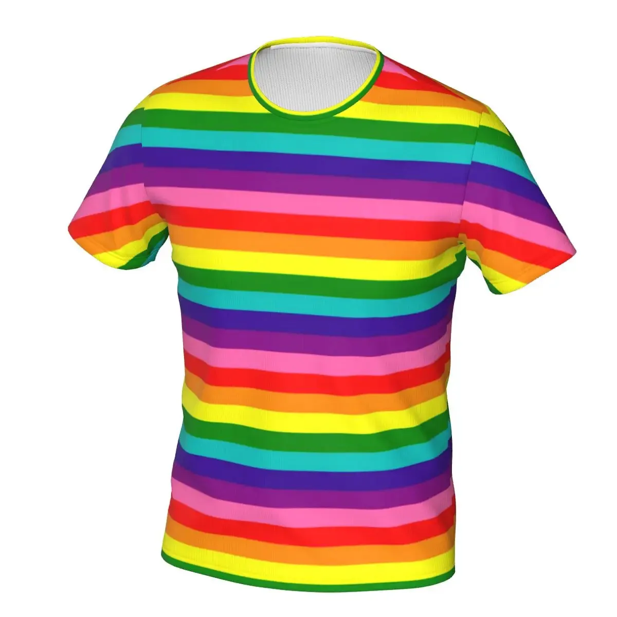 Men's Rainbow Pride Bling/Star/Geometric/Floral/Lighting Print Striped Pop Art Glitter Hip-Hop Short-Sleeved T-Shirt