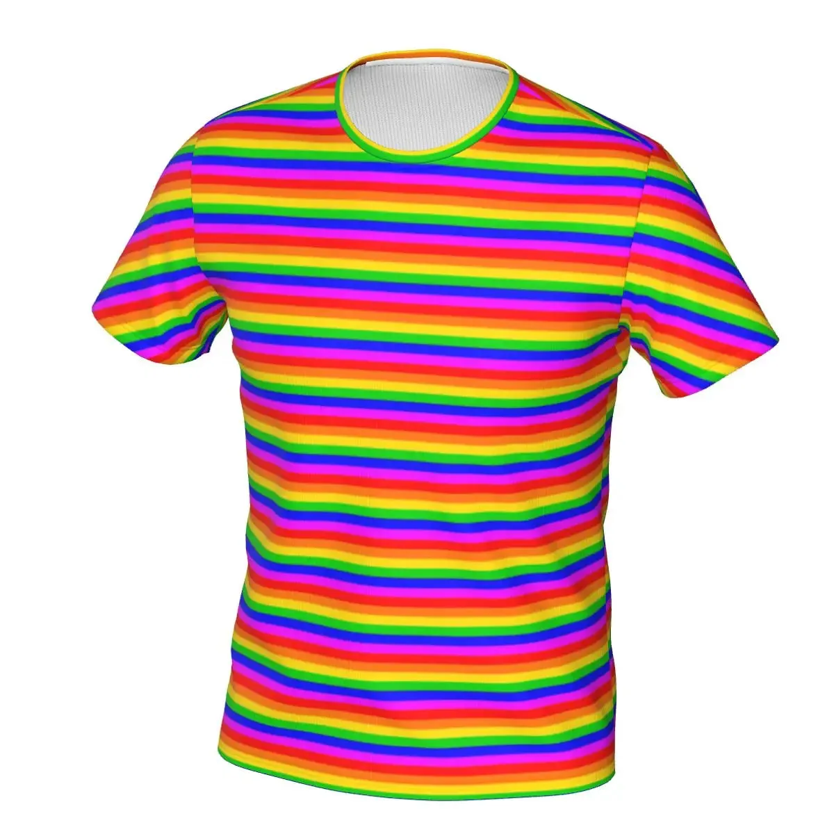 Men's Rainbow Pride Bling/Star/Geometric/Floral/Lighting Print Striped Pop Art Glitter Hip-Hop Short-Sleeved T-Shirt