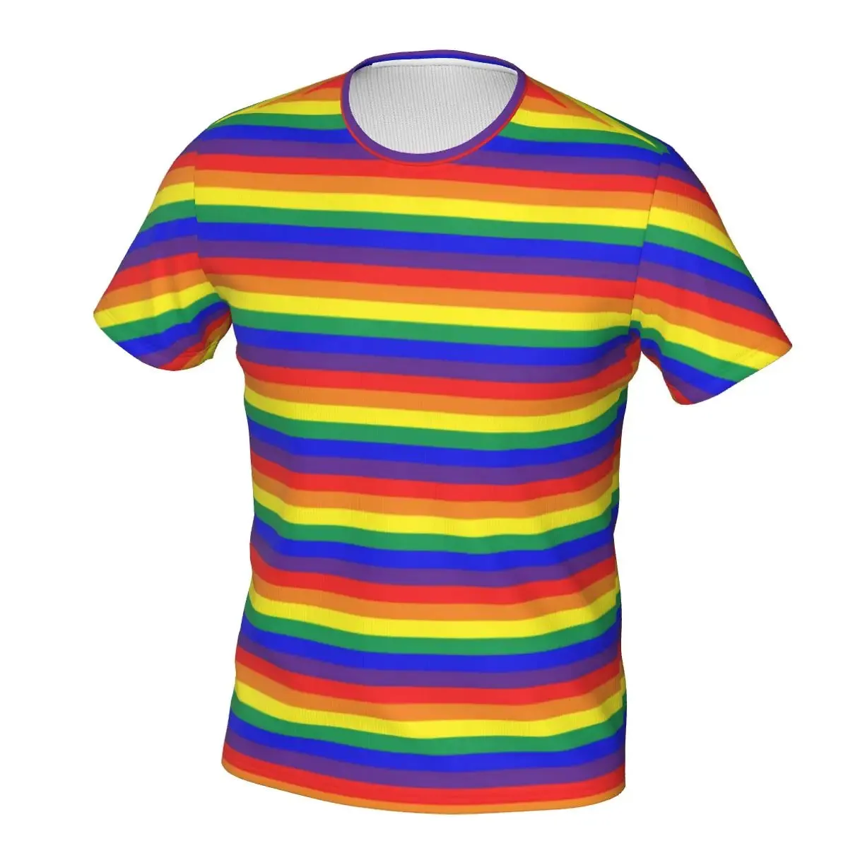 Men's Rainbow Pride Bling/Star/Geometric/Floral/Lighting Print Striped Pop Art Glitter Hip-Hop Short-Sleeved T-Shirt