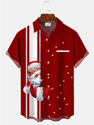 Men's Santa Claus Bowling Casual Short Sleeve Shirt