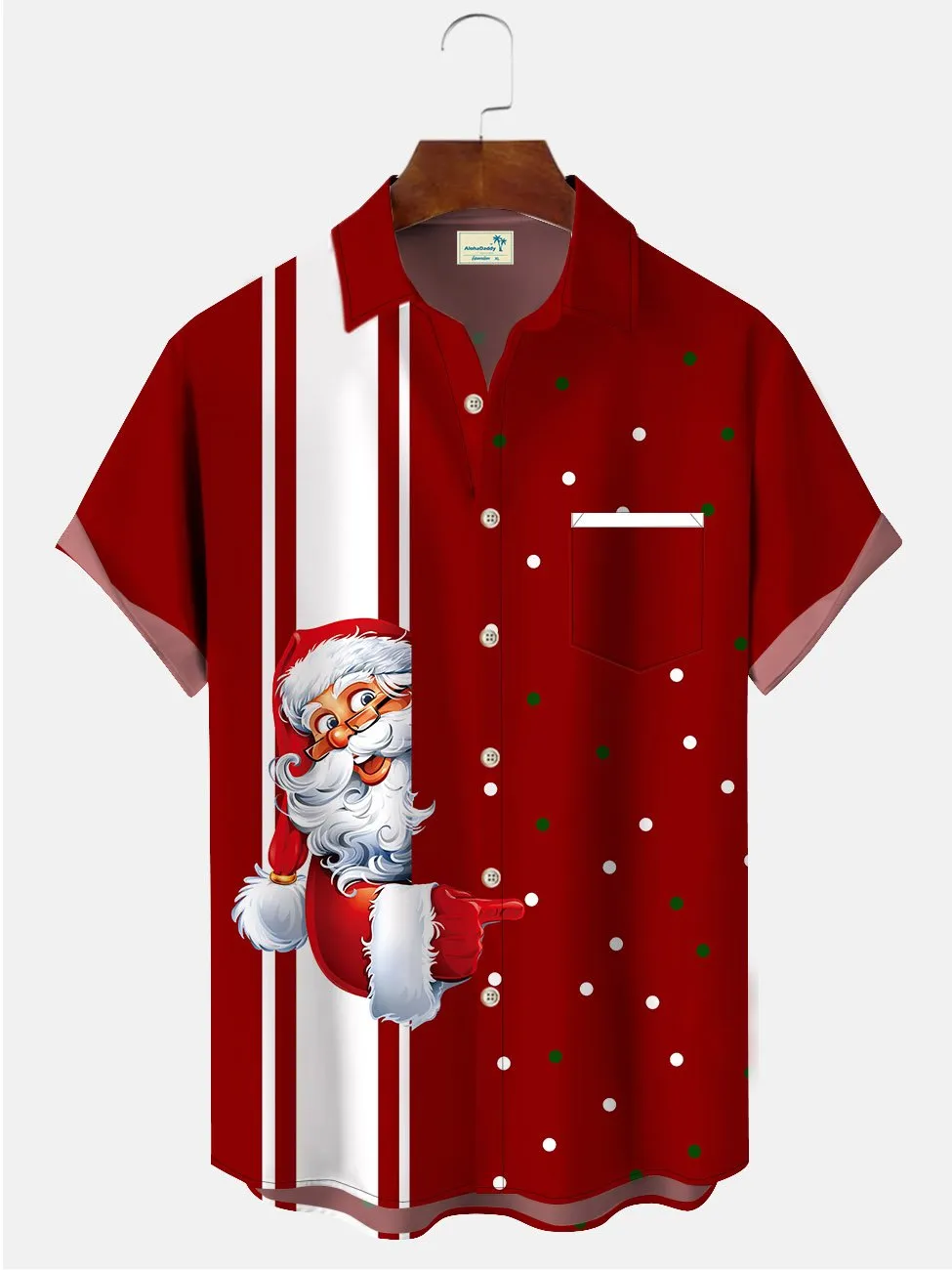 Men's Santa Claus Bowling Casual Short Sleeve Shirt