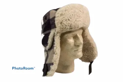 Men's Shearling lined Checkered Wool Aviator Hat