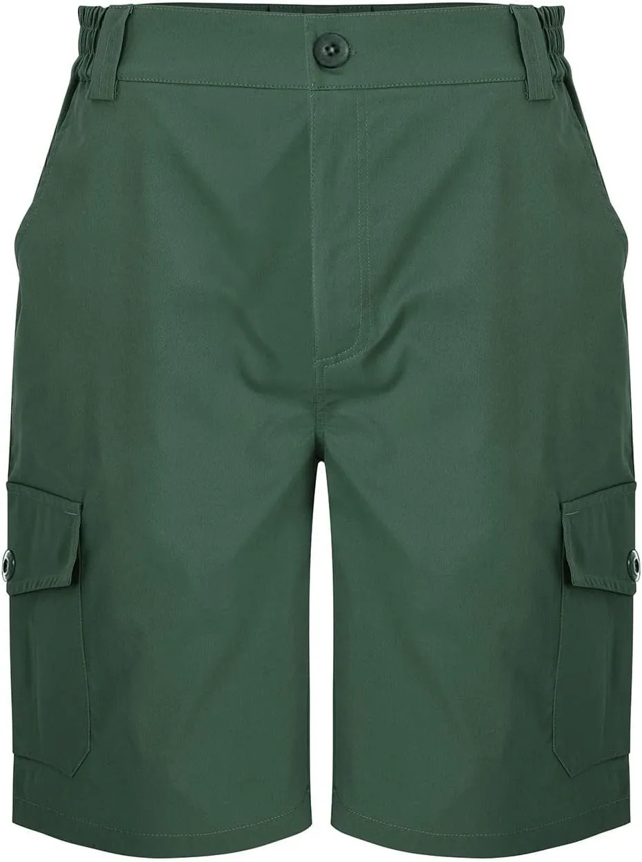 Mens Shorts Cargo Cotton Shorts Relaxed Fit Men Running Hiking Shorts Casual Shorts Elastic Waist Multic-Pocket