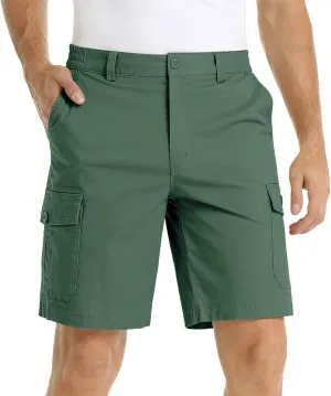 Mens Shorts Cargo Cotton Shorts Relaxed Fit Men Running Hiking Shorts Casual Shorts Elastic Waist Multic-Pocket