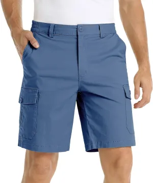 Mens Shorts Cargo Cotton Shorts Relaxed Fit Men Running Hiking Shorts Casual Shorts Elastic Waist Multic-Pocket