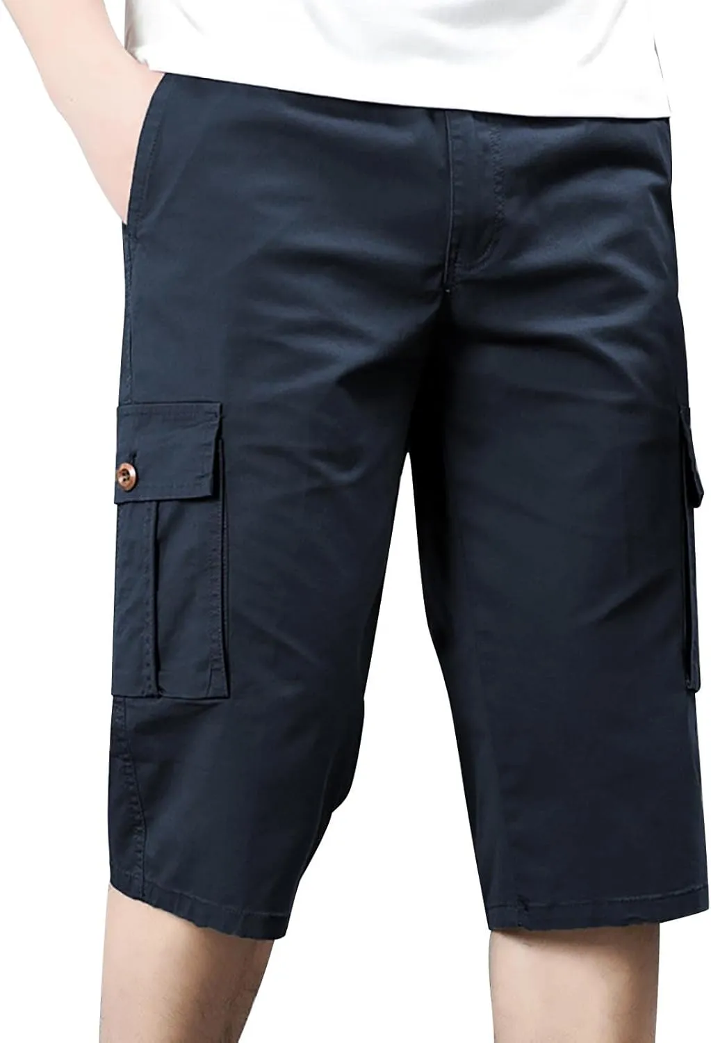 Mens Shorts Elastic Waist Cargo Shorts Cotton Work Shorts Multi Pocket Casual Comfort Flex Waistband Shorts