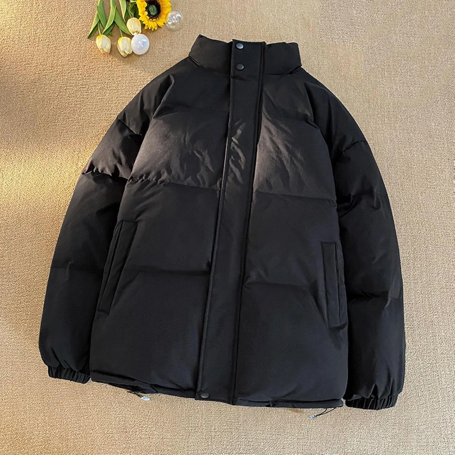 Men's Stand Collar Down Jacket Insulated Puffer Coat for Snow Ski Zip Up Padded Puffer Jacket Winter Jackets Outerwear